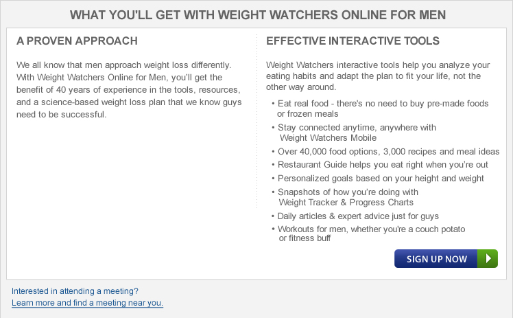 what you will get from weight watchers online for men