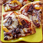 Grilled Pizza with Sausage Pepper and Onions 