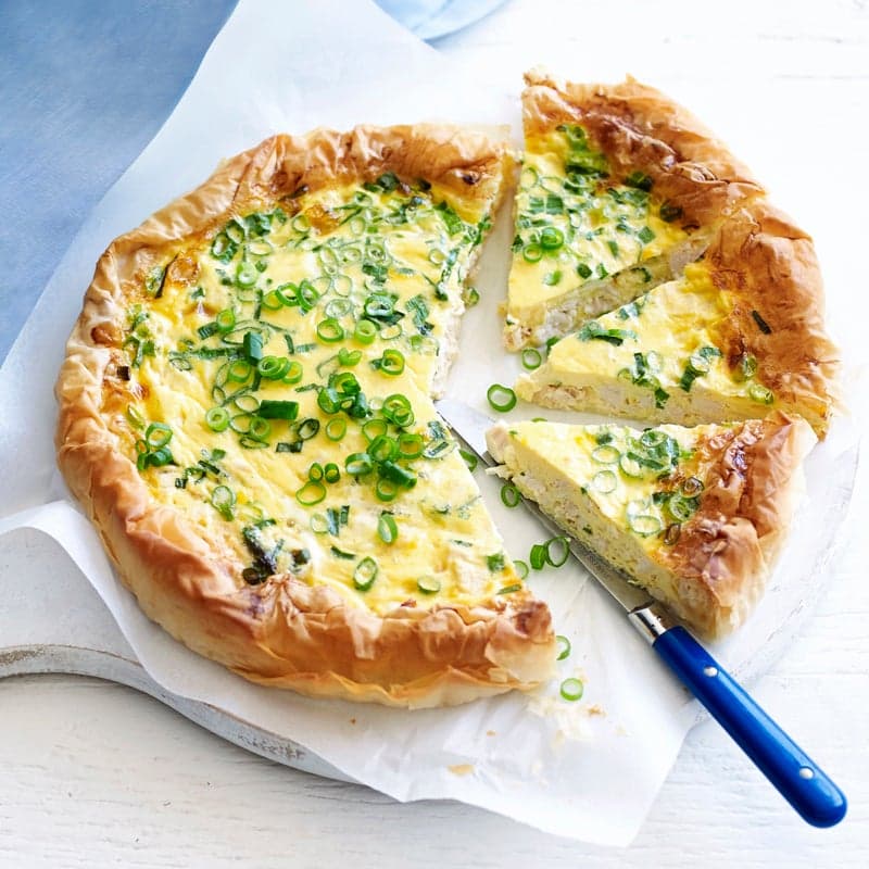 Chicken and cheddar quiche