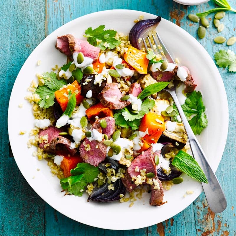Lamb and freekeh salad