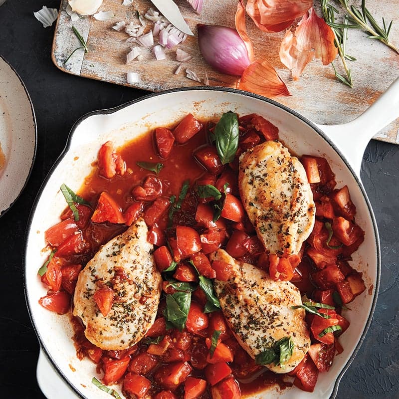 Chicken with fresh tomato sauce