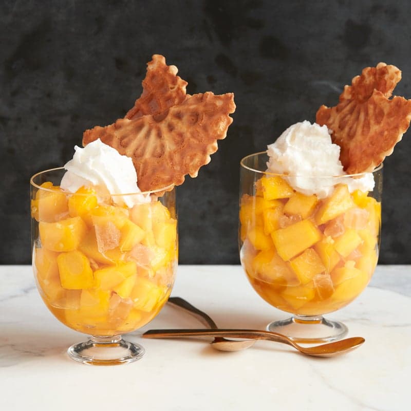 Mango-ginger pizzelle parfaits