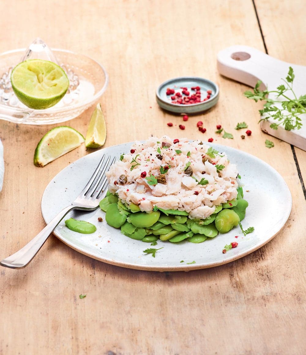 Petits pressés de raie aux câpres et fèves