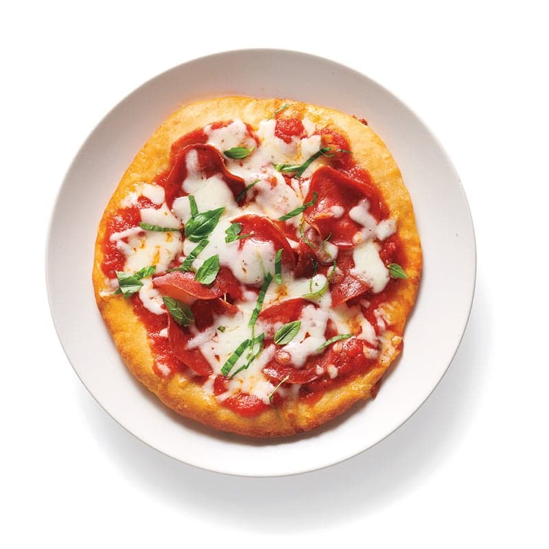 Baukasten Pizza Salami und Basilikum