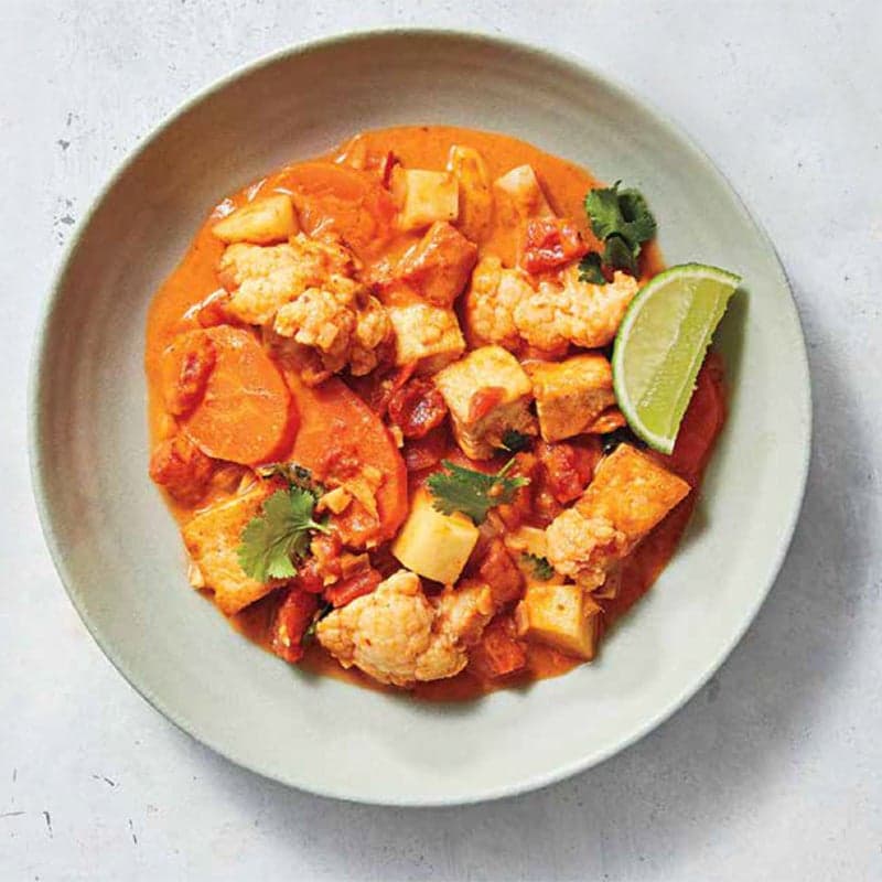 Red curry tofu and vegetable stew