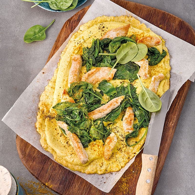 Blumenkohlpizza Indian-Style