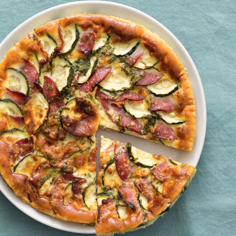 Tarte courgettes bacon sans pâte